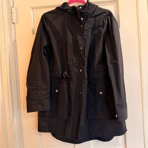 J. Crew Black Rain Jacket with Hood